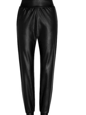 Commando Black Faux Leather Jogger Pants